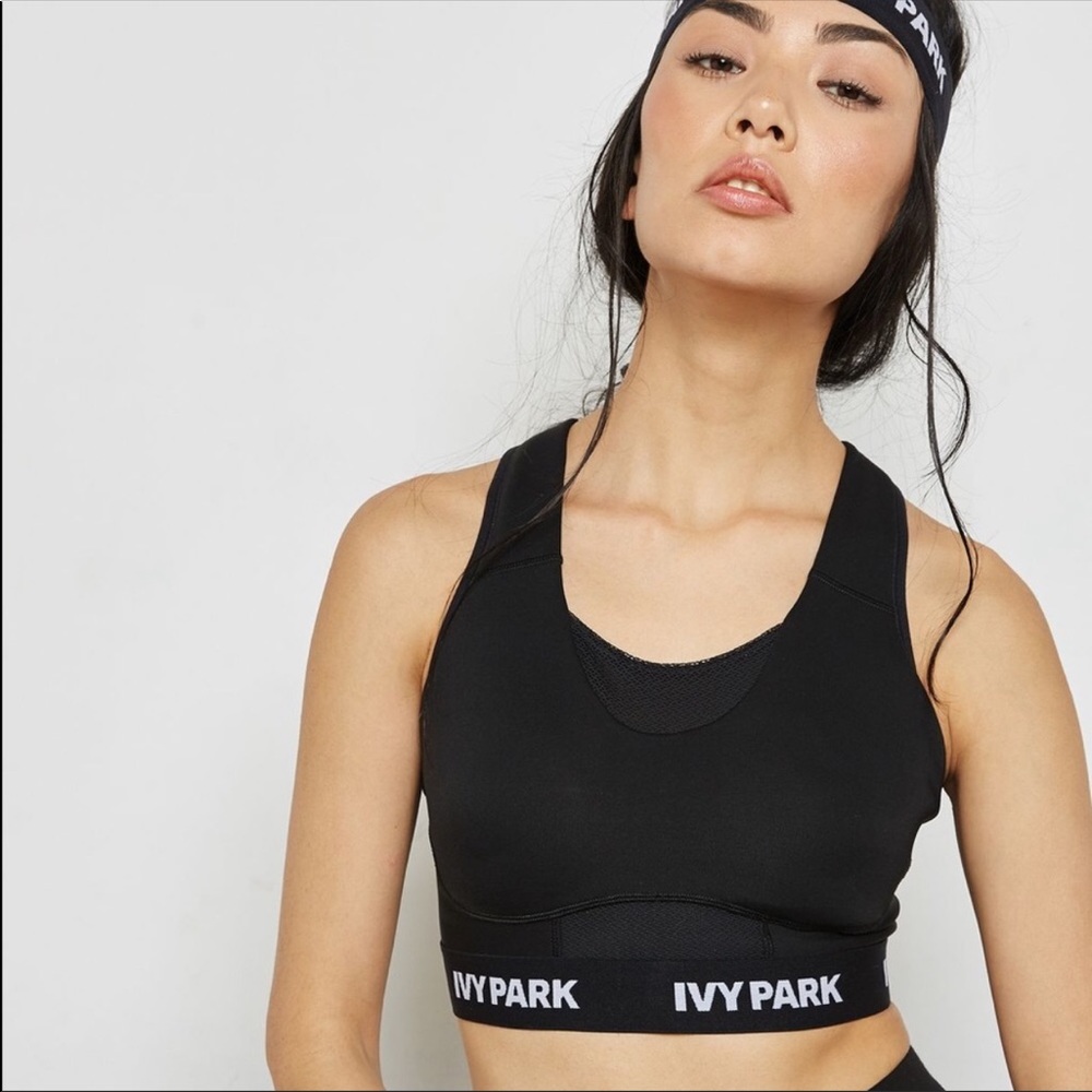 IVY PARK Mesh Insert Logo Band Sports Bra